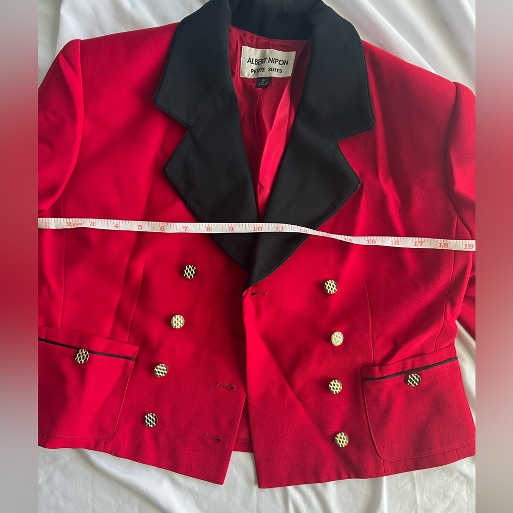Albert Nipon Petite Vintage Double Breasted Red B… - image 3